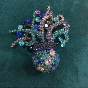 Blue Octopus Brooch
